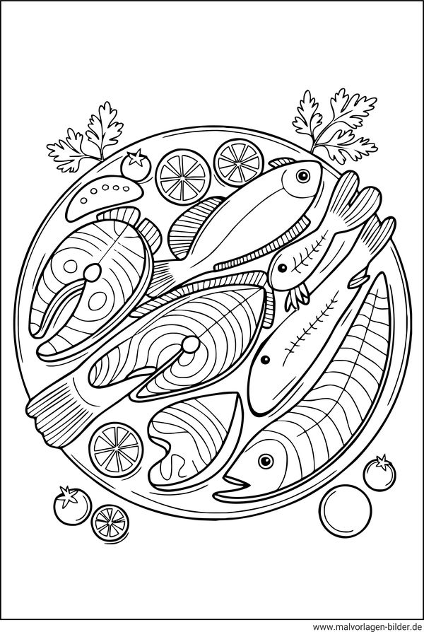 Fischplatte Ausmalbild
