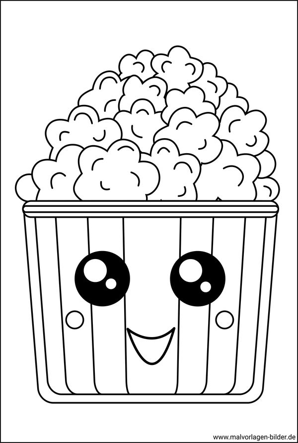 Kawaii Popcorn Ausmalbild