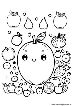 Obst und Früchtche Ausmalbild zum Ausdrucken