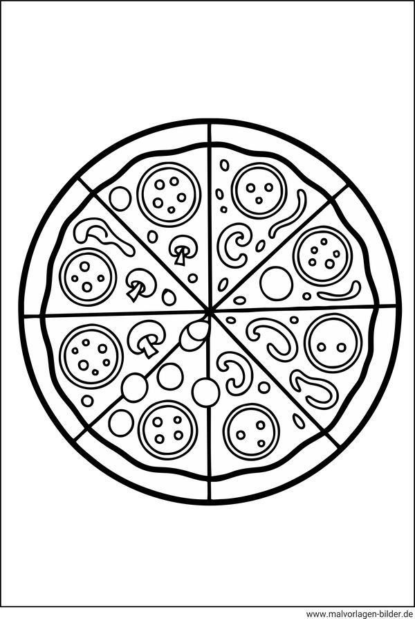 Pizza Malvorlage zum Ausdrucken