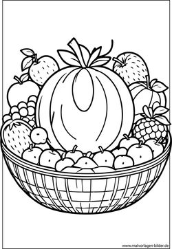 Schale mit Früchten und Obst Malvorlage