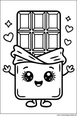 Schokoladen Ausmalbild für Kinder zum Ausdrucken