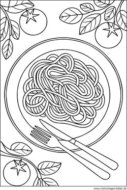 Spaghetti Ausmalbild Essen Nudeln