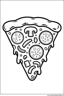 Stück Pizza Ausmalbild kostenlos