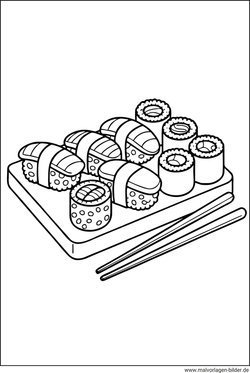 Sushi Ausmalbild zum Ausdrucken