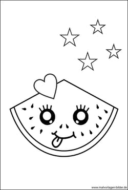 Wassermelone Malvorlage Kawaii