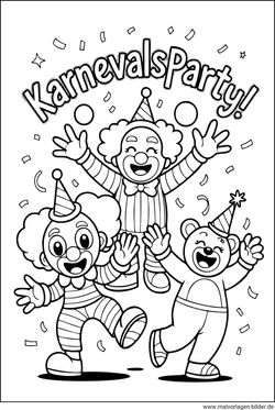 Ausmalbild Karnevalsparty drucken und ausmalen