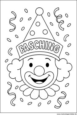 Fasching Ausmalbild Kindergarten ausdrucken und ausmalen