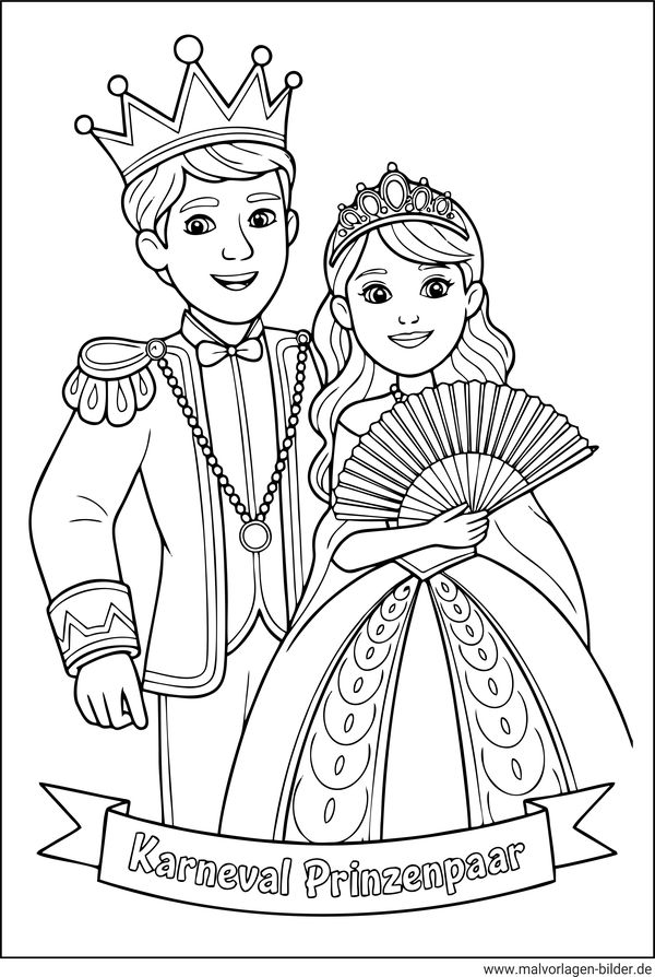 Fasching Prinzenpaar Ausmalbild