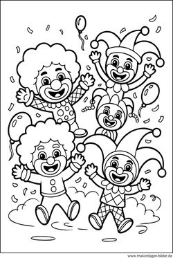 Jecken Karneval Ausmalbild für Kinder