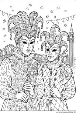 Karneval in Venedig Malvorlage Erwachsene ausdrucken