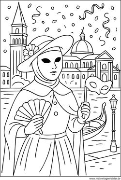 Karneval in Venedig Vorlage drucken und malen