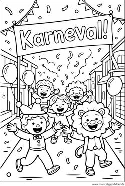 Karneval mit Kindern Ausmalbild