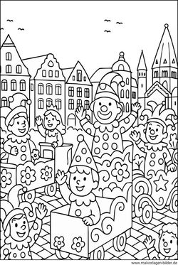 Karneval Umzug Ausmalbild gratis