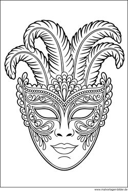 Karneval Venedig-Maske Ausmalbild download