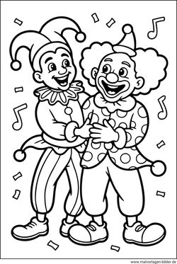 Narr und Clown Ausmalbild Karneval ausdrucken
