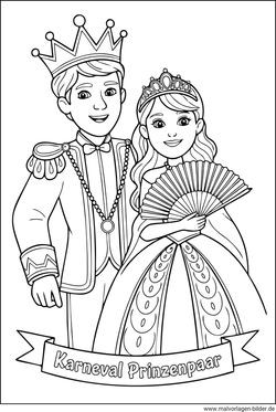 Prinzenpaar Karneval Ausmalbild