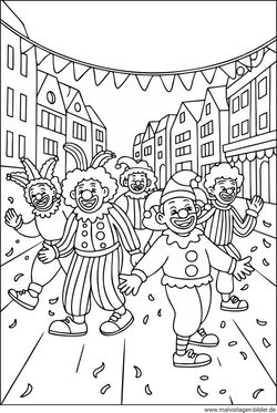 Straßenkarneval Ausmalbild drucken und ausmalen