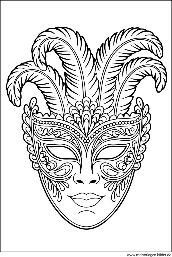 Venezianer Karneval Maske Ausmalbild
