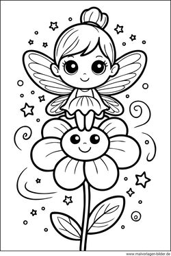 Fee auf einer Blume als Ausmalbild zum Ausdrucken