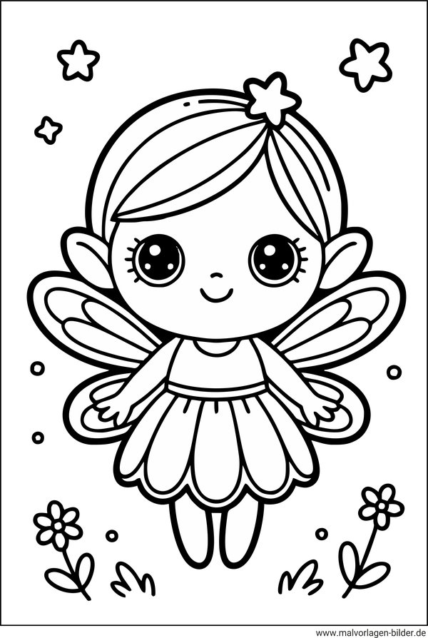 Kleine Fee Ausmalbild für Kinder