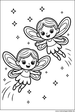 Zwei kleine Feen Ausmalbild für Mädchen