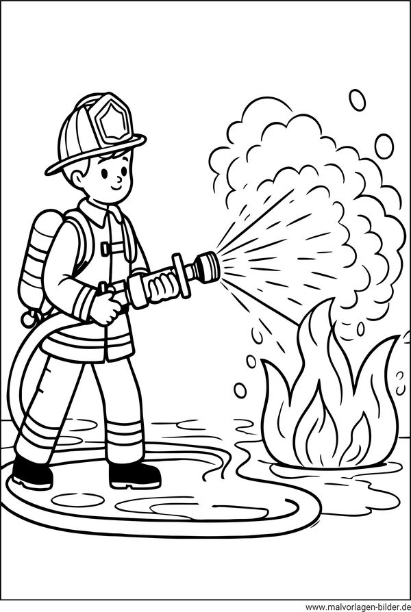 Ausmalbild Feuerwehrmann