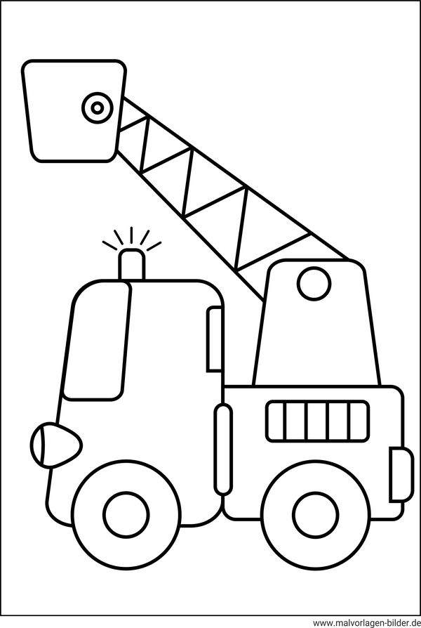 Feuerwehrauto Ausmalbild ab 3 Jahren