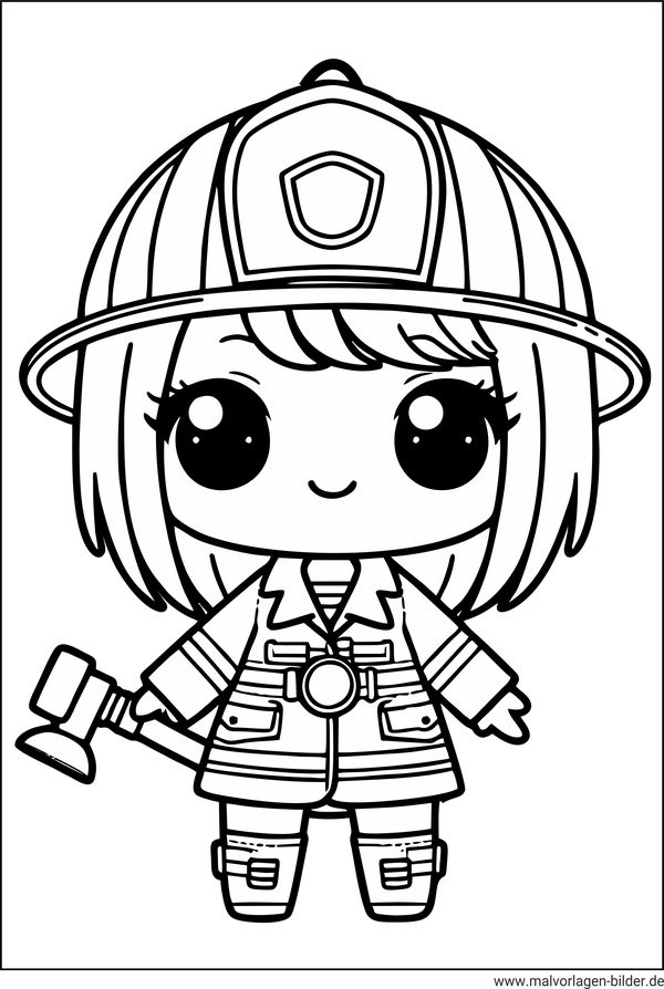 Feuerwehrfrau Ausmalbild