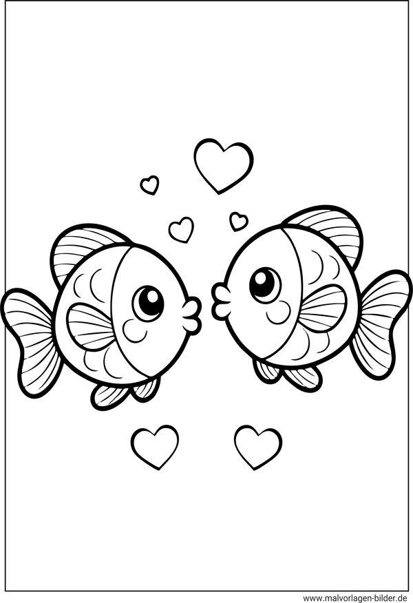 Fische die sich lieb haben Ausmalbild