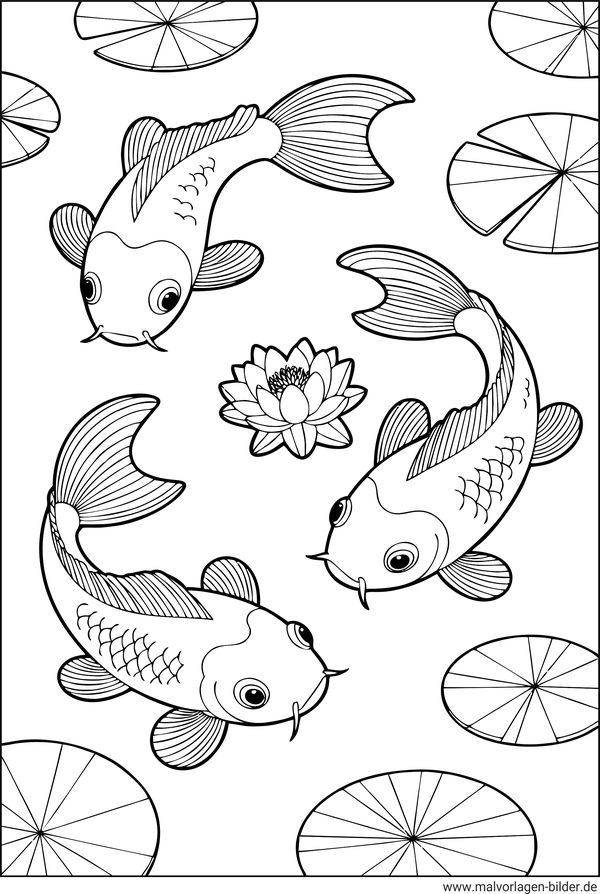 Fische im Teich Ausmalbild