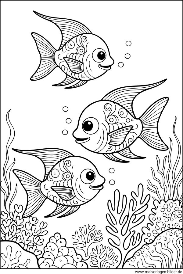 Fische Korallenriff Ausmalbild