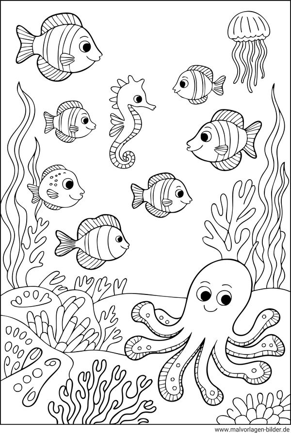 Fische und Meerestiere Ausmalbild