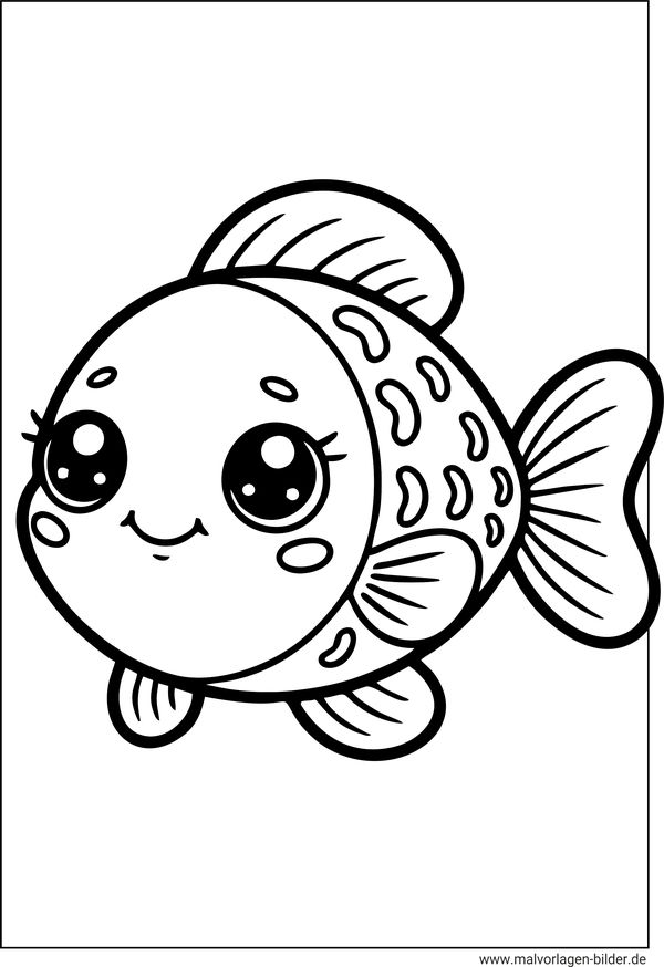 Kawaii Fisch Ausmalbild