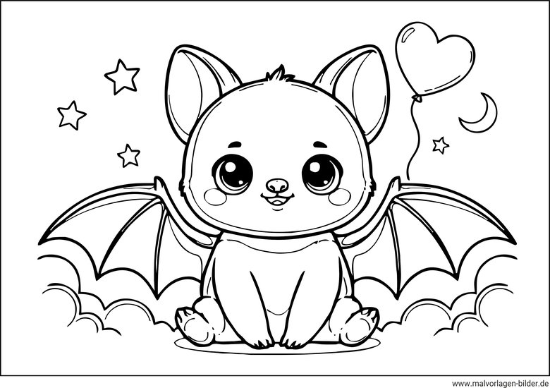 Baby-Fledermaus Ausmalbild