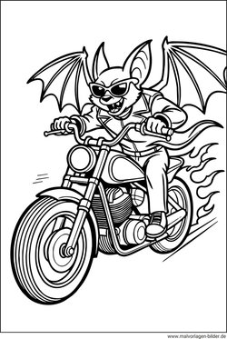Coole Fledermaus auf einem Motorrad