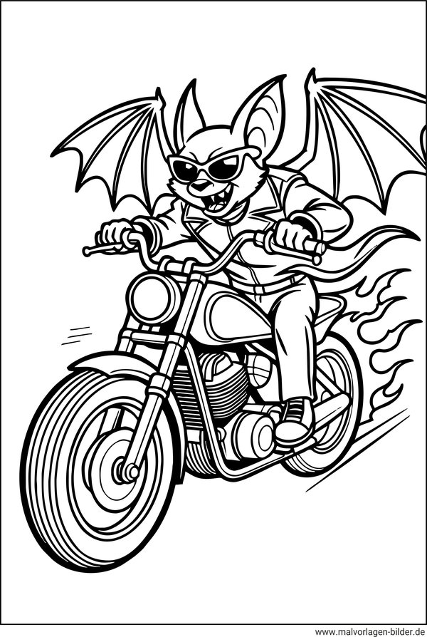 Fledermaus fährt Motorrad