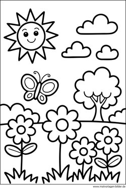 Frühling Ausmalbild für Kinder bunt ausmalen