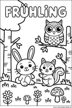 Tiere Frühling PDF-Ausmalbild gratis download