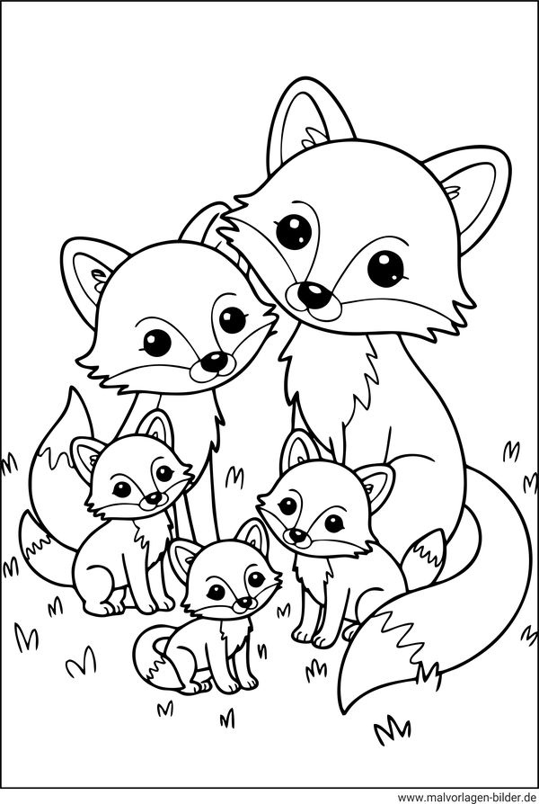 Fuchsfamilie Ausmalbild