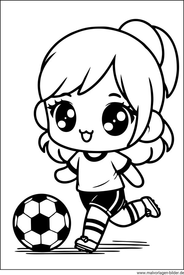 Ausmalbild Mädchen spielt Fußball