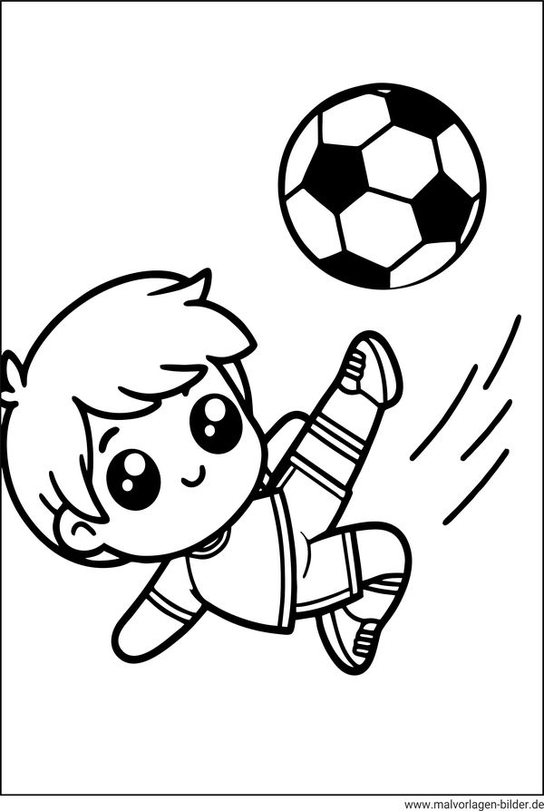 Fußball Ausmalbild für Kinder Fallrückzieher