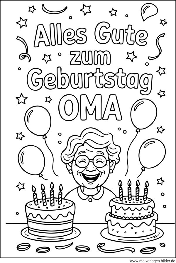 Geburtstags Ausmalbild für deine Oma