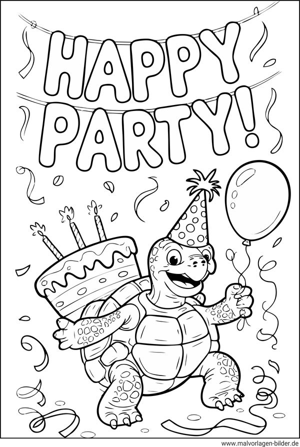 Happy Party Ausmalbild