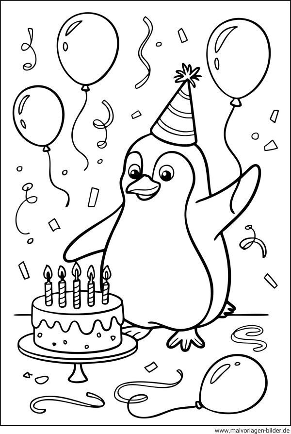 Pinguin Party Ausmalbild