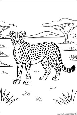 Ausmalbild Gepard in Afrika ausdrucken