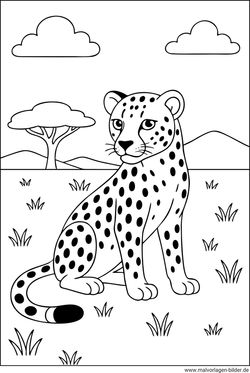 Gepard Ausmalbild für Kinder kostenlos