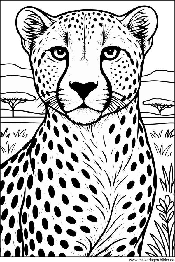Gepard Portrait Ausmalbild