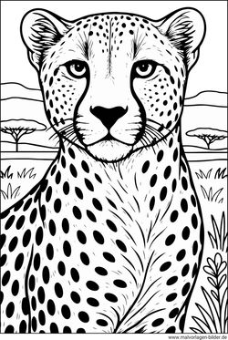 Gepard mit wilden Augen Ausmalbild
