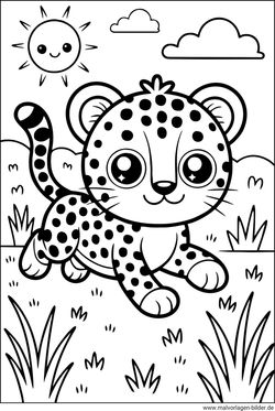 Süßer Gepard spielt in der Natur Ausmalbild